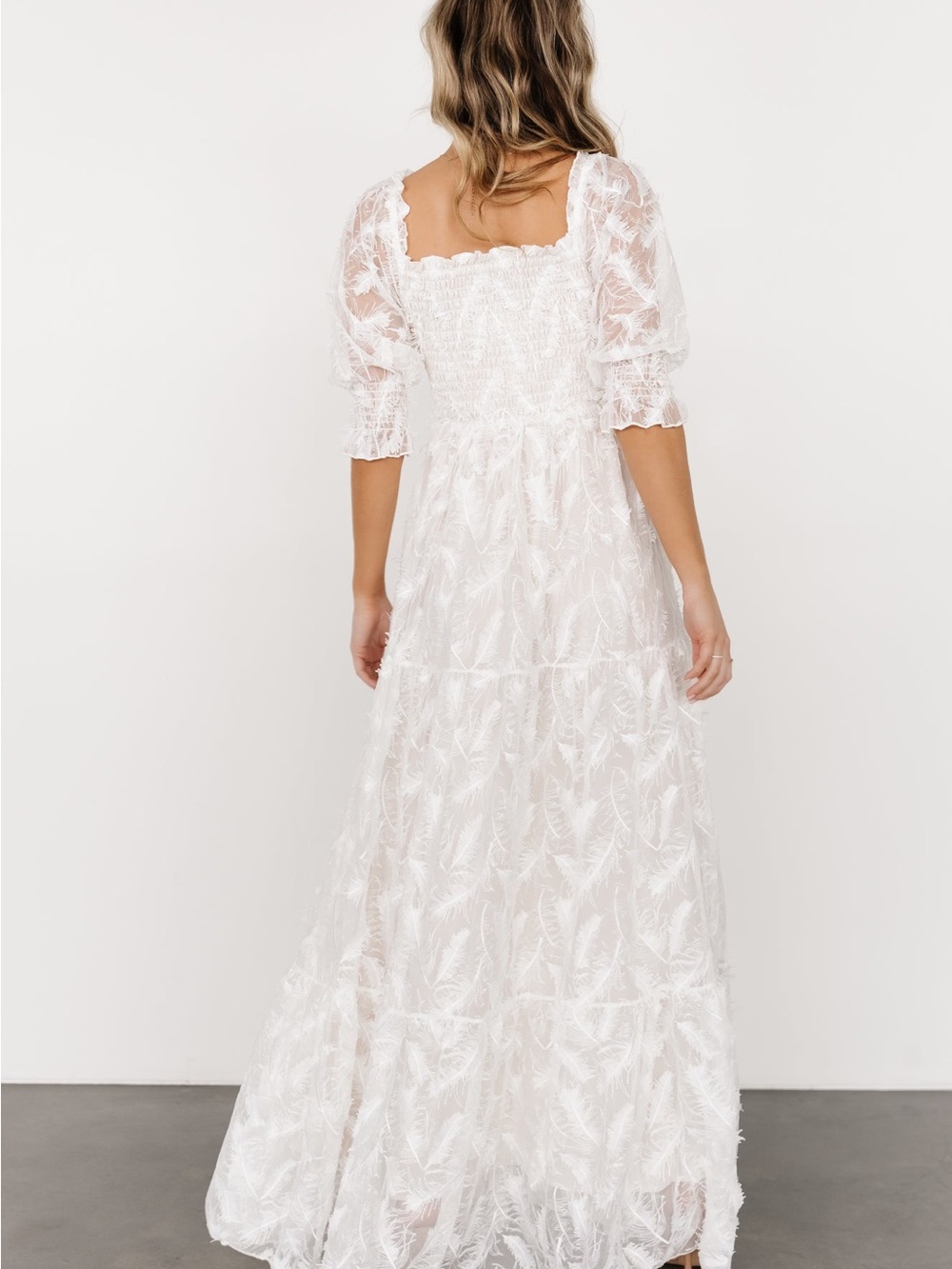 Baltic Born Ivory Off-Shoulder Smocked Tiered Maxi Dress - Picture 2 of 10